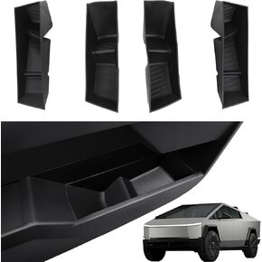 Door Side Storage Tray Box for Tesla Cybertruck 2024 Front Rear Door Side Storage Tray Interior Organizer TPE Door Slot Pocket Insert for Cybertruck Accessories (4PCS)