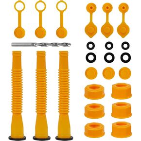 Gas Can Spout Replacement Kit,4 Kit Gas Can Nozzle Replacement Fits 5 Gallon Gasoline Cans,with Flexible Nozzles,Screw Collar Caps(25 PCS)