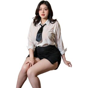 Women's Office Secretary Uniform Plus Size Cosplay Sexy Lingerie Set Office Lady Naughty Teacher Costume