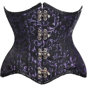 Daisy corsets Womens Top Drawer Black/Purple Brocade Double Steel Boned Under Bust Corset