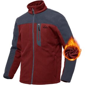 BGOWATU Men's Lightweight Fleece Jacket Full Zip Warm Soft Jacket Fall Winter Coat With Zipper Pocket for Outdoor Casual