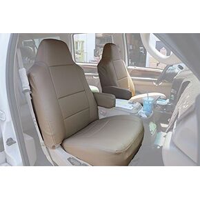 Iggee Beige Artificial Leather Custom Made Original fit Front seat Covers & 2 Armrest Covers Designed for 2000-2005 Ford Excursion