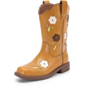 DREAM PAIRS Girls Cowgirl Boots Kids Mid Calf Western Boots Riding Shoes for Toddler/Little Kid/Big Kid