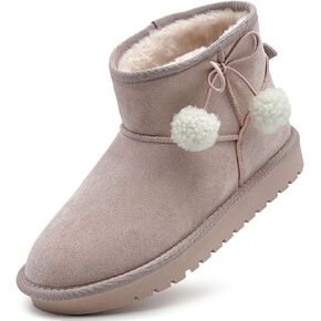 Kids Snow Boots Girls Boys Outdoor Warm Slip On Fur Boots Lightweight Anti-Slip Winter Boots for Little/Big Kids