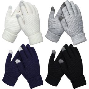 Bememo 4 أزواج من قفازات النساء الشتوية الدافئة التي تعمل باللمس، قفازات الرسائل النصية المبطنة بالصوف، قفازات الطقس البارد للنساء (صلبة، لون داكن) in Kuwait