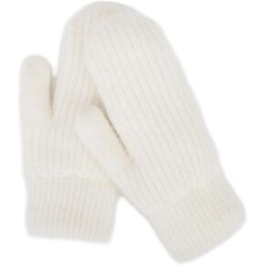 Women Men Winter Warm Mittens - Fashionable Stretchy Knit Gloves Cold Weather Soft Faux Rabbit Fur Mittens Elastic Mittens