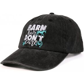 InnoBeta Horse Gifts for Girls, Women, Horse Lovers, Barn Hair, Don't Care, Funny Adjustable Cotton Embroidered Baseball Cap, Grey