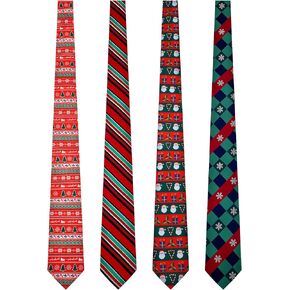 SATINIOR 4 Pieces Men Christmas Ties Xmas Neckties Party Holiday Neckties(Classic Style)