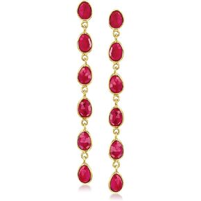 Ross-Simons 7.50 ct. t.w. Ruby Drop Earrings in 18kt Gold Over Sterling