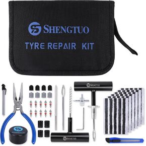 Universal Portable Tire Repair Kit 62PCS - Easy to Use and Well Packaged Ideal for Emergency Situations Perfect for ATV, UTV, Truck, Auto, Motorcycle, RV, etc.