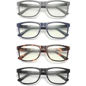 4 Pack Reading Glasses for Men Women Rectangular Frame Computer Readers with