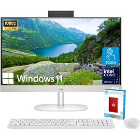 HP Newest 27" All-in-One Desktop Computer, FHD IPS Touchscreen, Intel Core Ultra 7-155U 12-Core Processor, 64GB DDR5, 4TB SSD, Wi-Fi 6, HDMI, Wireless KB&Mouse, Windows 11 Pro, P500 Portable SSD