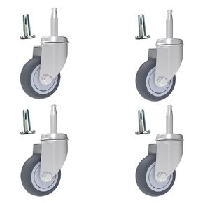 2-Inch Caster Wheels, (Stem Diameter 8mm or 5/16", Length 38mm or 1.5") - Set of 5 Replacement Wheels for Furniture Legs- with Dual Locking Brakes