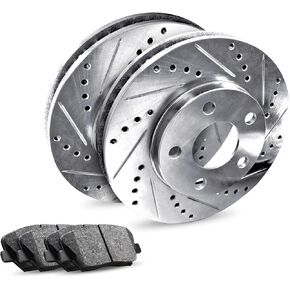 R1 Concepts Rear Brakes and Rotors Kit |Rear Brake Pads| Brake Rotors and Pads| Ceramic Brake Pads and Rotors |fits Infiniti EX35, EX37, G25, G35, G37, M35, M45, Q40, QX50, Nissan 350Z, 370Z, Maxima
