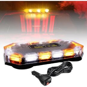 Large 16 Inch Roof Top Strobe Light 12-24V 56LED High Visibility Warning Magnetic Strobe Lights for Trucks Roof, Snow Plow, Construction Vehicles (Amber/White)