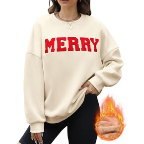 Christmas Sweatshirts Hoodies Merry Sweaters Tops Fleece Pullover Hoodie Crewneck Oversized Sherpa Lined Hoodie