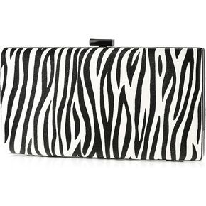Women Evening Clutch Purse Zebra Print PU Leather Shoulder Crossbody Bag With Detachable Chain For Wedding Cocktail Party