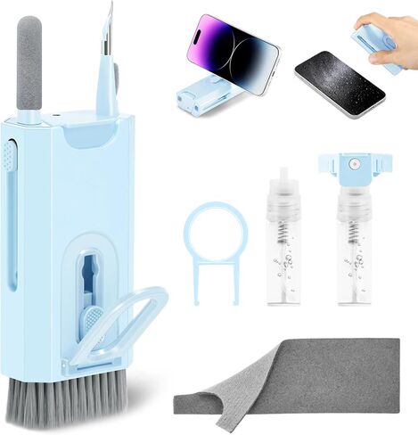 مجموعة تنظيف لوحة مفاتيح الكمبيوتر المحمول من walrfid، أداة فرشاة تنظيف شاشة الكمبيوتر 15 في 1 لهواتف iPhone Airpod Phone iPad MacBook، بخاخ تنظيف إلكتروني لعدسة كاميرا الأذن والكمبيوتر اللوحي والكمبيوتر اللوحي، منظف شاشة 82 مل in Saudi Arabia