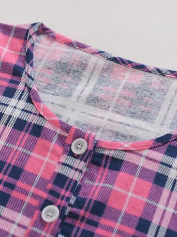 Esenchel Women's Flannel Nightgown Plaid Nightshirt with Pocket in Saudi Arabia
