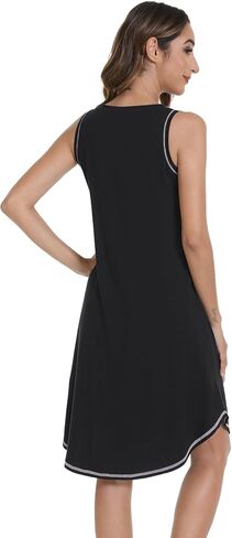 WiWi Viscose from Bamboo Tank Nightgown for Women V-Neck Sleeveless Sleep Gowns S-XXL in Kuwait