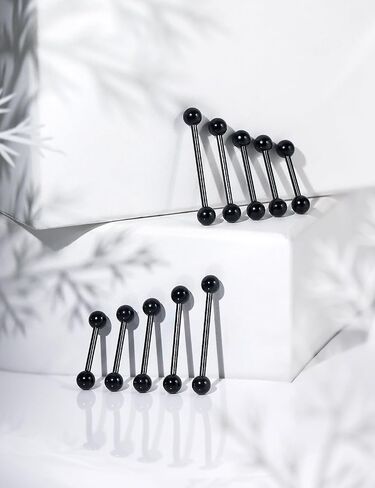 ocptiy 14g 16g الأسود الحلمة ثقب المجوهرات حلقات اللسان هيبوالرجينيك 316l الفولاذ الجراحي خارجيا الخيوط الحلمة اللسان الدائري الحديد ثقب المجوهرات للنساء الرجال 12mm 14mm 16mm 19mm 22mm in Kuwait
