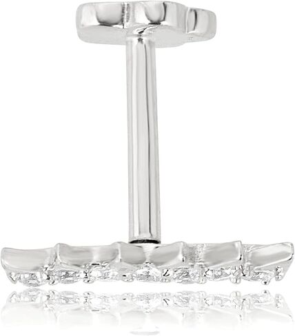 AVORA 14K Gold Simulated Diamond CZ Spikes Cartilage Piercing Flat Back Earring Body Jewelry (18 Gauge) in Kuwait