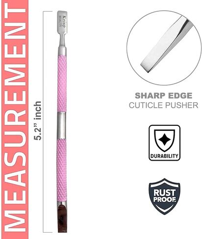 Cuticle Pusher Dual Sided - Sharp Edge Spoon Shaped Double Ended Cuticle Pusher Remover Cleaner Surgical Medical Grade Stainless Steel Manicure Pedicure Nail Art Care Tool Set (Blue) By Krisp Beauty in Kuwait