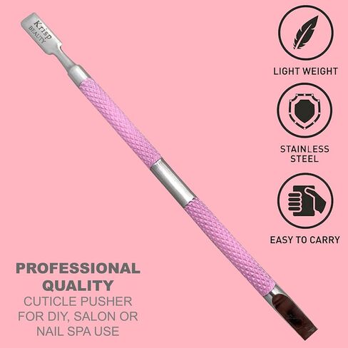 Cuticle Pusher Dual Sided - Sharp Edge Spoon Shaped Double Ended Cuticle Pusher Remover Cleaner Surgical Medical Grade Stainless Steel Manicure Pedicure Nail Art Care Tool Set (Blue) By Krisp Beauty in Kuwait
