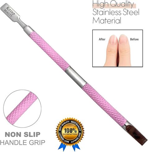 Cuticle Pusher Dual Sided - Sharp Edge Spoon Shaped Double Ended Cuticle Pusher Remover Cleaner Surgical Medical Grade Stainless Steel Manicure Pedicure Nail Art Care Tool Set (Blue) By Krisp Beauty in Kuwait