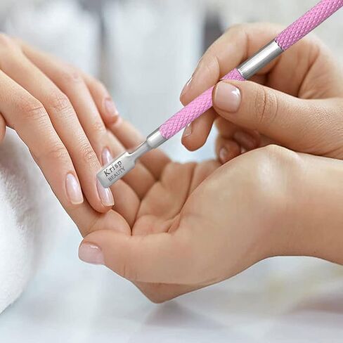 Cuticle Pusher Dual Sided - Sharp Edge Spoon Shaped Double Ended Cuticle Pusher Remover Cleaner Surgical Medical Grade Stainless Steel Manicure Pedicure Nail Art Care Tool Set (Blue) By Krisp Beauty in Kuwait