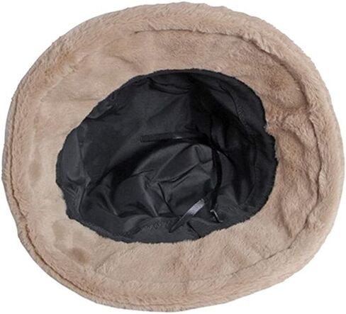 Faux Fur Furry Flower Bucket Hats for Women Winter Plush Fisherman Hat Warm Outdoor Cap in Saudi Arabia