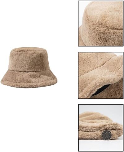 Faux Fur Furry Flower Bucket Hats for Women Winter Plush Fisherman Hat Warm Outdoor Cap in Saudi Arabia