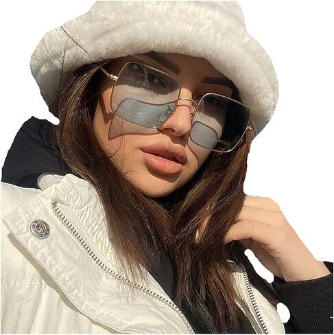 Faux Fur Furry Flower Bucket Hats for Women Winter Plush Fisherman Hat Warm Outdoor Cap in Saudi Arabia
