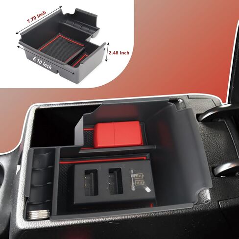 Center Console Organizer Tray Compatible with 2019-2024 Kia Forte GT/FE/EX/LX/LXS Interior Accessories, Insert Armsert Storage Box (Red) in Saudi Arabia