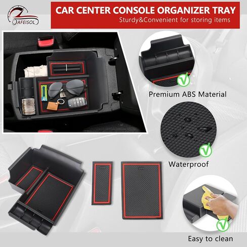 Center Console Organizer Tray Compatible with 2019-2024 Kia Forte GT/FE/EX/LX/LXS Interior Accessories, Insert Armsert Storage Box (Red) in Saudi Arabia