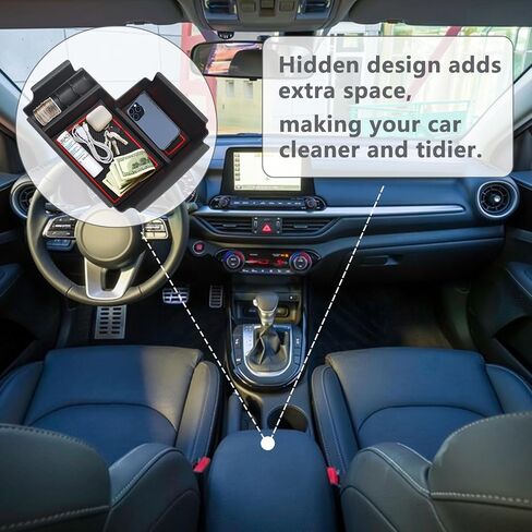 Center Console Organizer Tray Compatible with 2019-2024 Kia Forte GT/FE/EX/LX/LXS Interior Accessories, Insert Armsert Storage Box (Red) in Saudi Arabia
