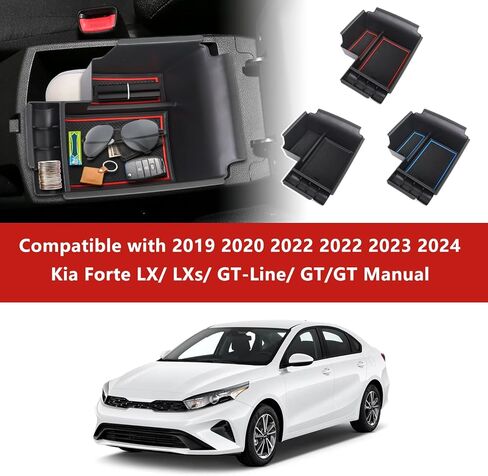 Center Console Organizer Tray Compatible with 2019-2024 Kia Forte GT/FE/EX/LX/LXS Interior Accessories, Insert Armsert Storage Box (Red) in Saudi Arabia