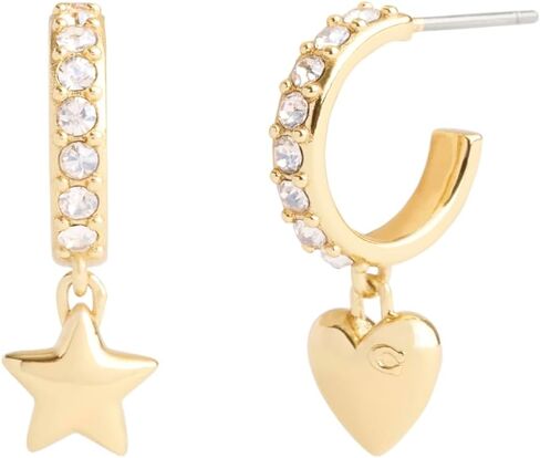 COACH Womens Signature Heart & Star Charm Huggies in Saudi Arabia