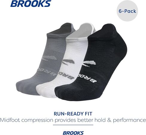 Brooks Run-In No Show Socks I Men & Women Performance Athletic Running Socks I Comfort Fit (6-Pack Set) in Kuwait