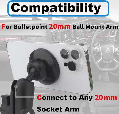 Aluminum 20mm Ball to 17mm Ball Adapter Extension Connector, for Garmin and Other GPS Devices with 17mm Ball Connections, Compatible with Bulletpoint Dash Mount Arm in Saudi Arabia