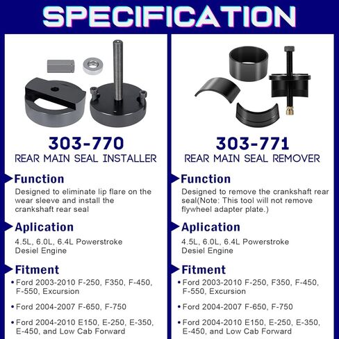 ل 6.0L 6.4L Powerstroke محرك الديزل الأمامي والخلفي العمود المرفقي ختم/ارتداء حلقة المثبت مزيل ل 2003-2010 فورد F-Series و E-Series استبدال 303-1260 303-1259 303-761 303-762 303-770 303-771 in Kuwait