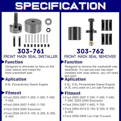 ل 6.0L 6.4L Powerstroke محرك الديزل الأمامي والخلفي العمود المرفقي ختم/ارتداء حلقة المثبت مزيل ل 2003-2010 فورد F-Series و E-Series استبدال 303-1260 303-1259 303-761 303-762 303-770 303-771 in Kuwait