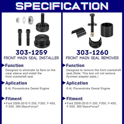 ل 6.0L 6.4L Powerstroke محرك الديزل الأمامي والخلفي العمود المرفقي ختم/ارتداء حلقة المثبت مزيل ل 2003-2010 فورد F-Series و E-Series استبدال 303-1260 303-1259 303-761 303-762 303-770 303-771 in Kuwait