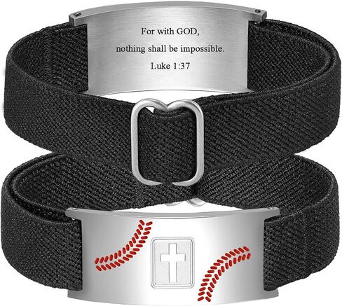 Baseball Bracelets Cross Bracelet for Men Boys, Elastic Strap Stainless Steel Adjustable Bracelets Bible Verse Bracelets Christian Jewelry Gifts for Men Boys in Kuwait