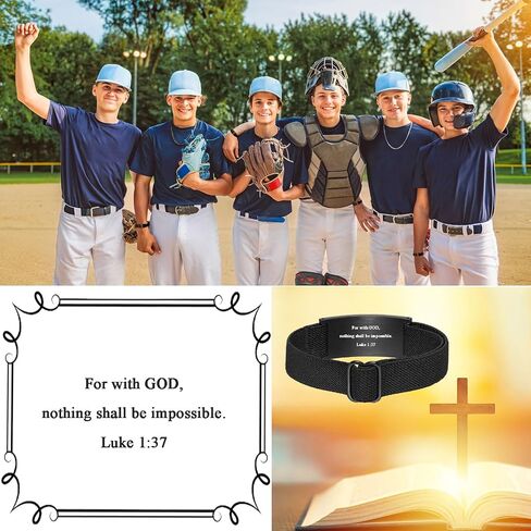 Baseball Bracelets Cross Bracelet for Men Boys, Elastic Strap Stainless Steel Adjustable Bracelets Bible Verse Bracelets Christian Jewelry Gifts for Men Boys in Kuwait