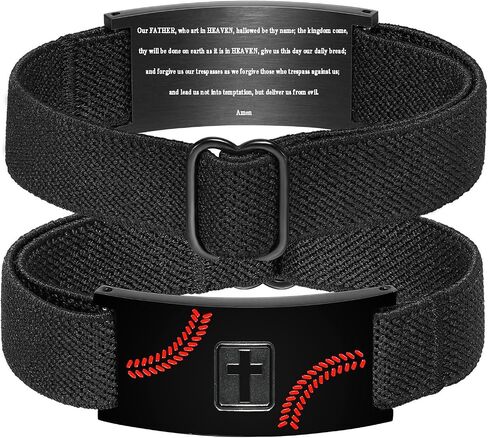 Baseball Bracelets Cross Bracelet for Men Boys, Elastic Strap Stainless Steel Adjustable Bracelets Bible Verse Bracelets Christian Jewelry Gifts for Men Boys in Kuwait
