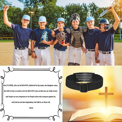 Baseball Bracelets Cross Bracelet for Men Boys, Elastic Strap Stainless Steel Adjustable Bracelets Bible Verse Bracelets Christian Jewelry Gifts for Men Boys in Kuwait