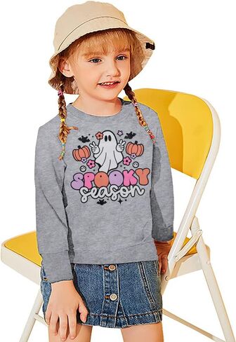 DUTUT Toddler Baby Halloween Sweatshirts Spooky Season Sweatshirt Ghost Face Crewneck Long Sleeve Shirt Cute Pullover Top in Kuwait