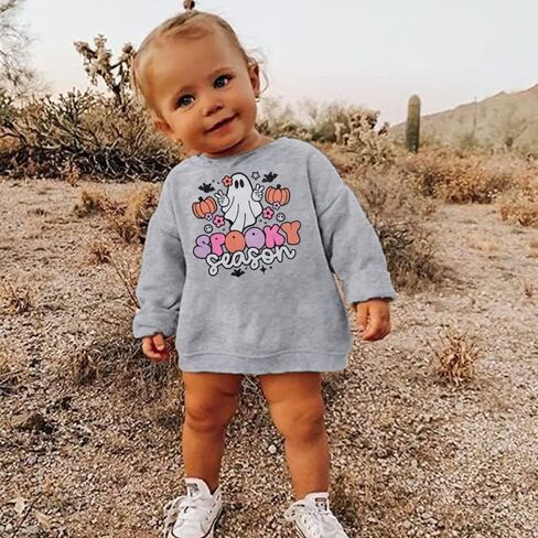 DUTUT Toddler Baby Halloween Sweatshirts Spooky Season Sweatshirt Ghost Face Crewneck Long Sleeve Shirt Cute Pullover Top in Kuwait