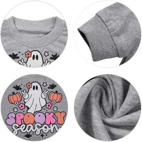DUTUT Toddler Baby Halloween Sweatshirts Spooky Season Sweatshirt Ghost Face Crewneck Long Sleeve Shirt Cute Pullover Top in Kuwait